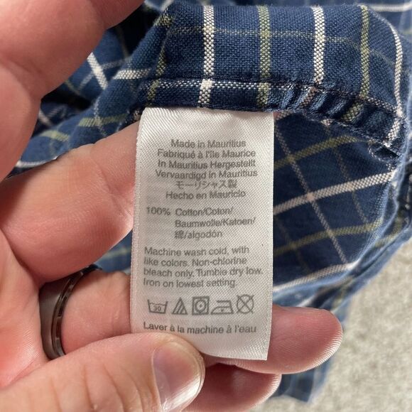 J Crew Shirt Mens Large Blue Plaid Flex Oxford Chambray Button Up Preppy Adult - Picture 7 of 11